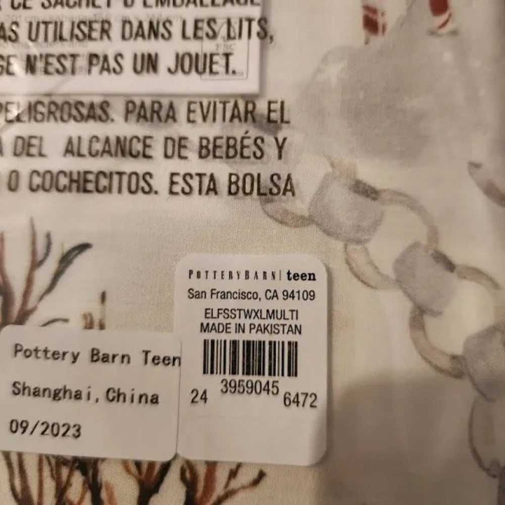 POTTERY BARN Buddy the Elf Christmas sheet set•new•twin xl - Picture 2 of 7